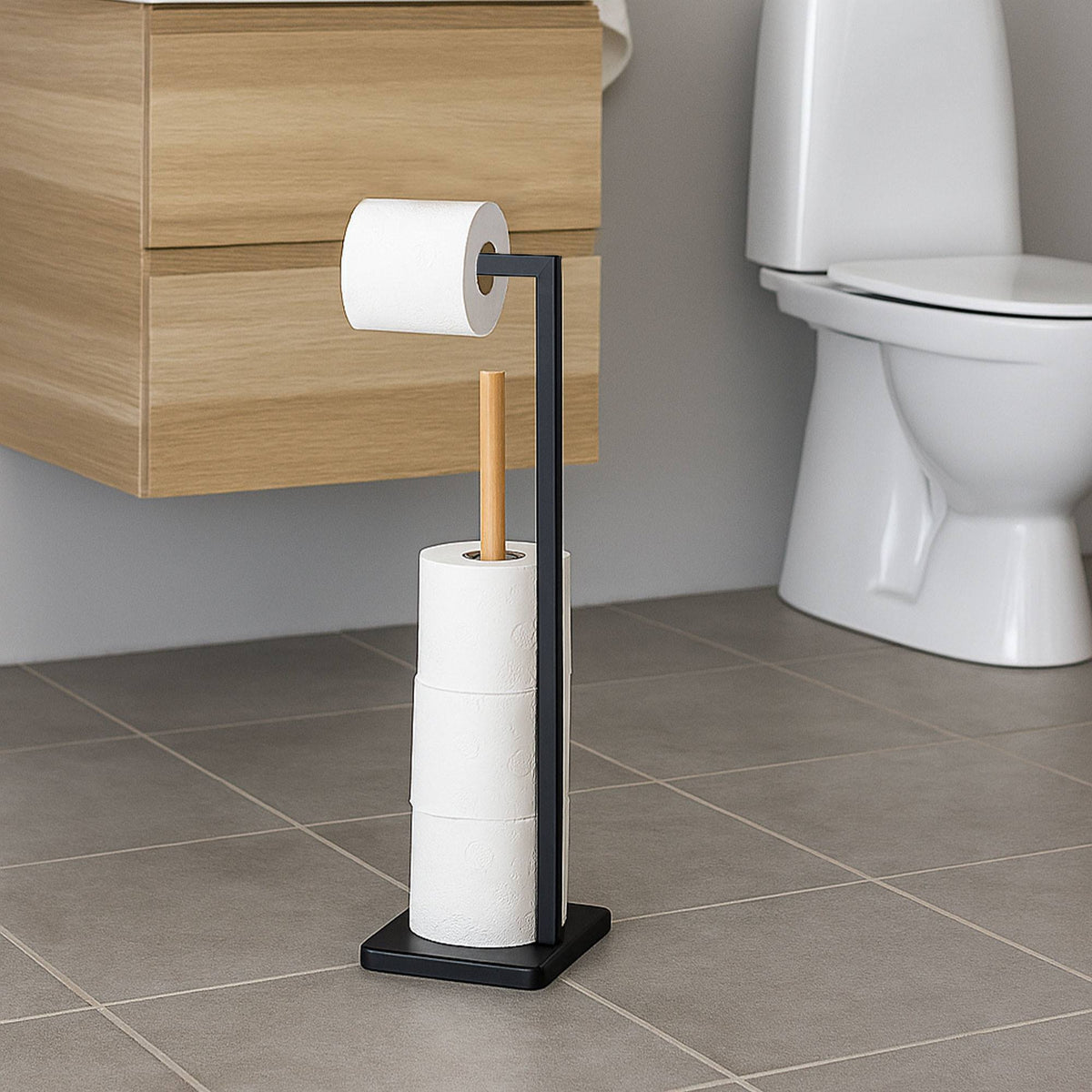 Portarrollo reserva Natureo negro Ø20x64,5cm (4)