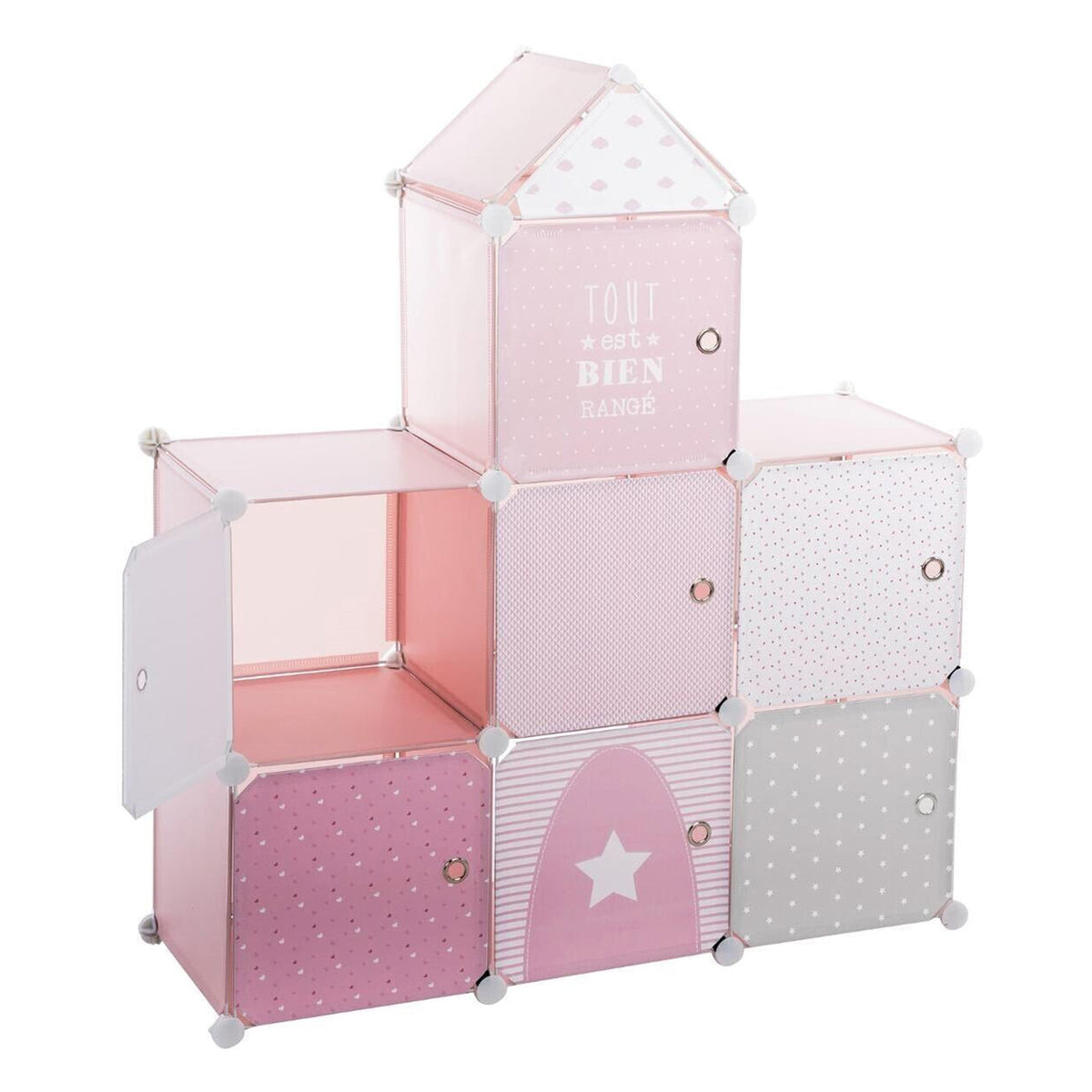 Estantería castillo columna almacenamiento rosa 95,5x32x109cm