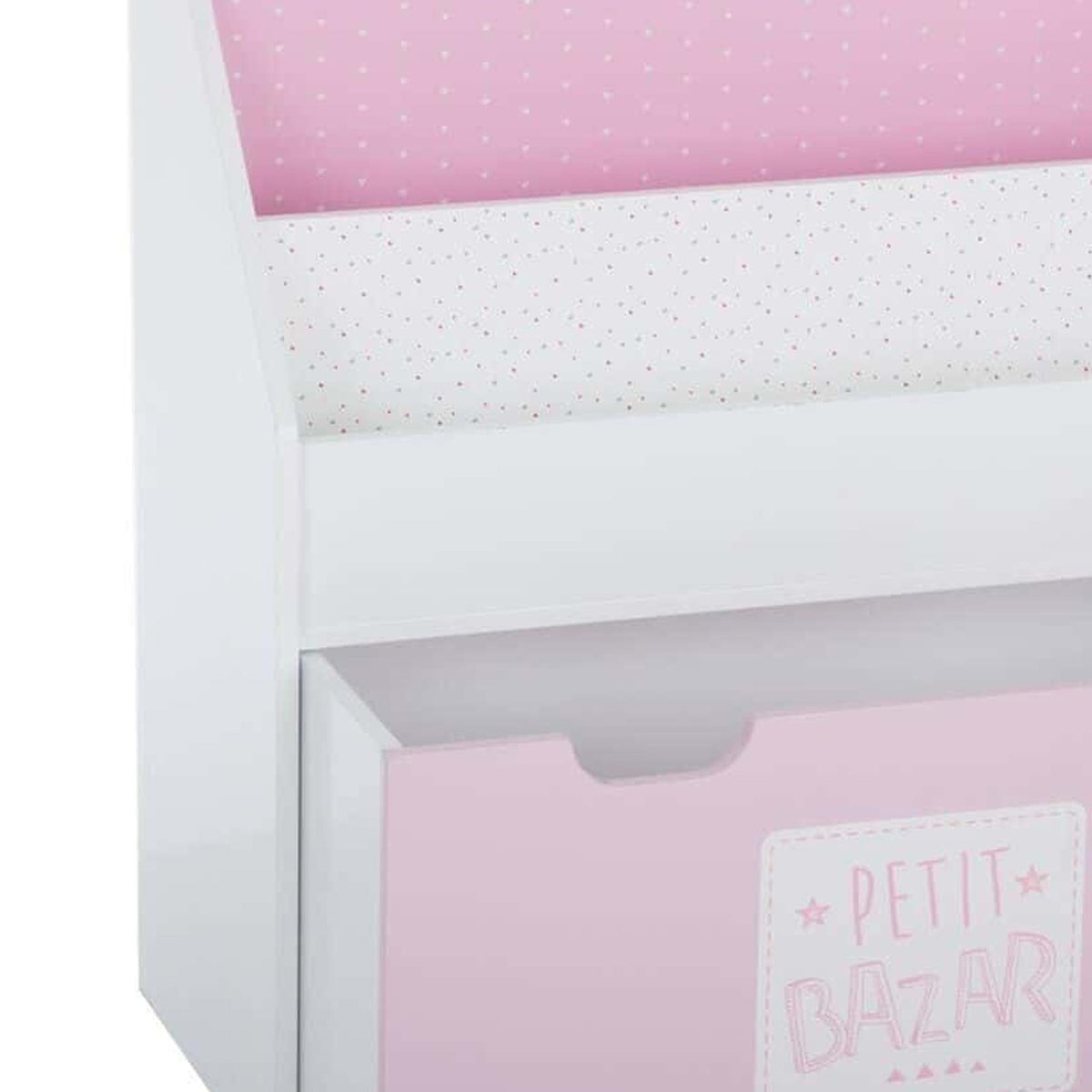 Estantería con cajón, ruedas y diseño rosa 62,7x30x70cm (6)