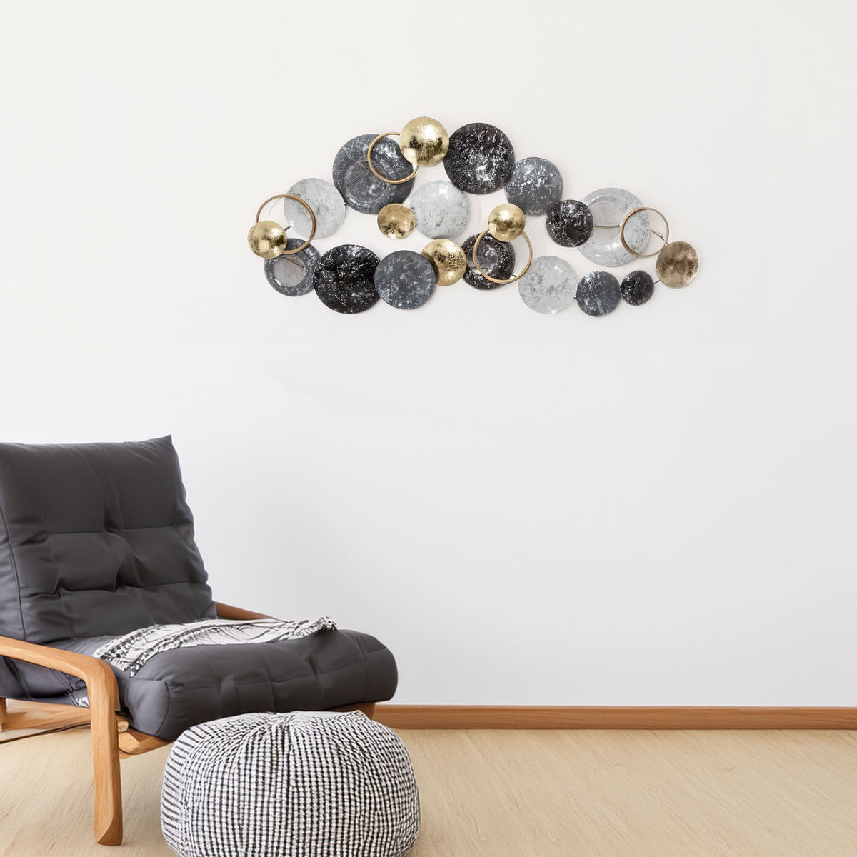 Decoración de pared redonda metal 90,5x6,5x44cm diseño moderno (3)