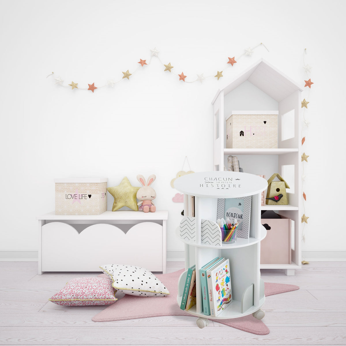 Librero redondo gris infantil Ø40x59cm (6)
