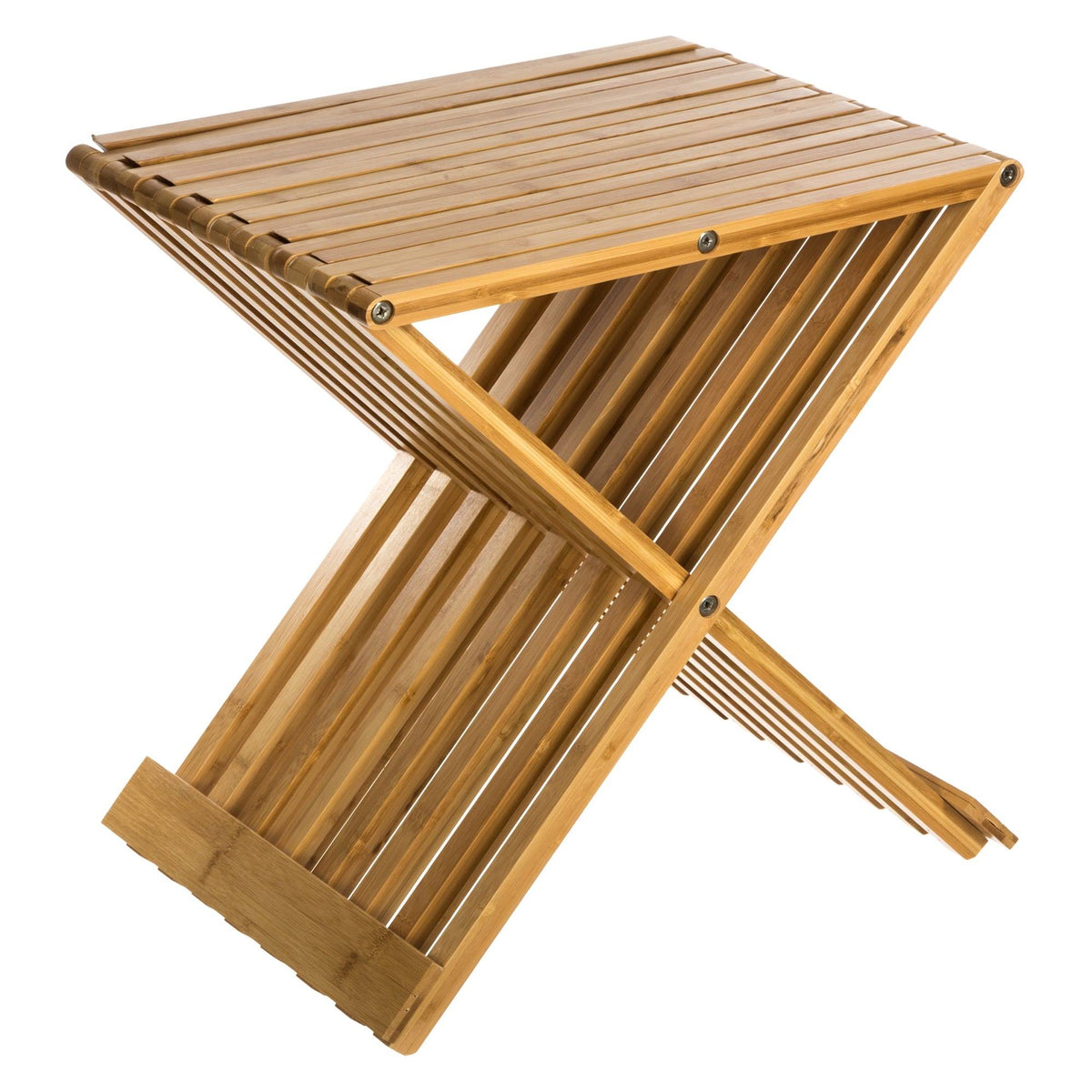 Silla taburete plegable bambú 40x32x45cm