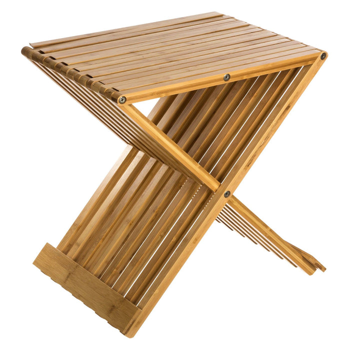 Silla taburete plegable bambú 40x32x45cm