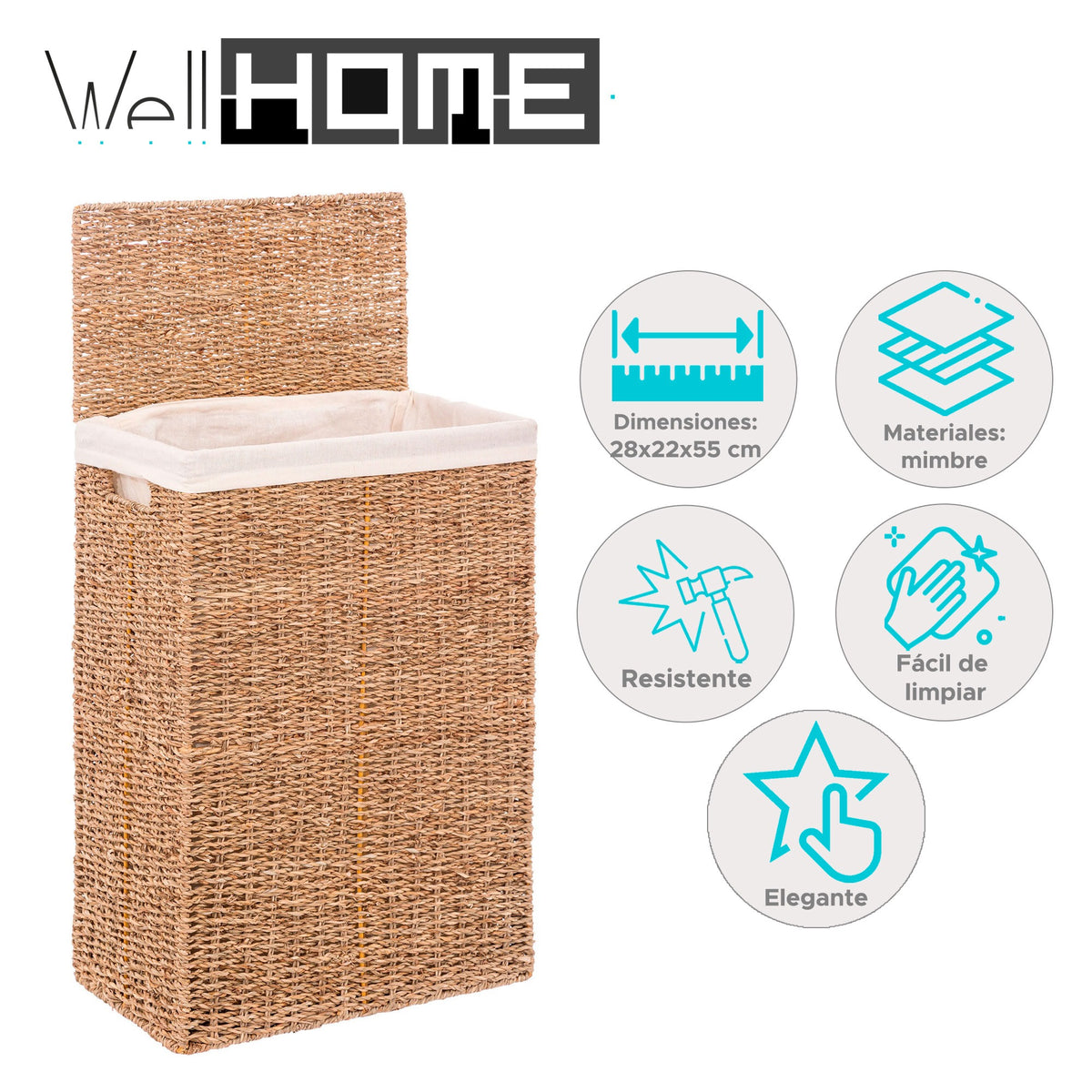 Cesto rectangular para ropa 40L (2)