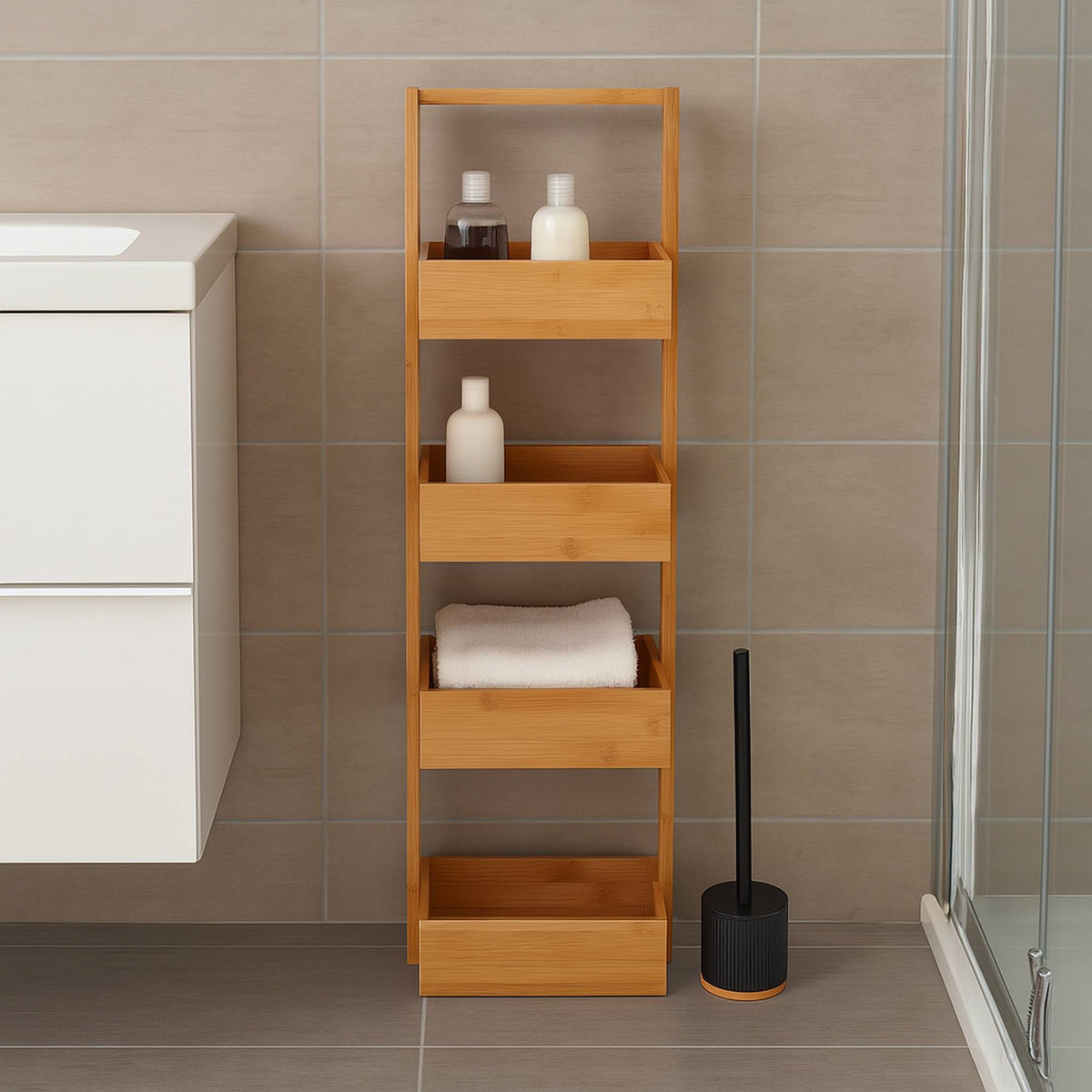Organizador de baño bambú 4 niveles H.88cm (3)