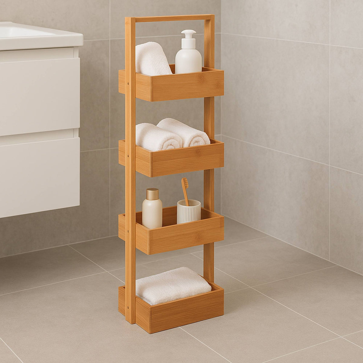 Organizador de baño bambú 4 niveles H.88cm (4)