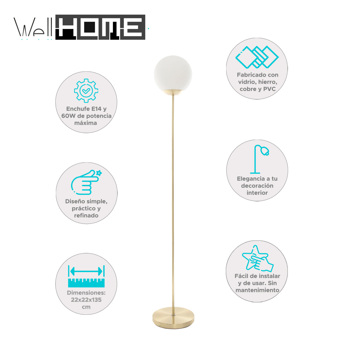 Lámpara de pie Ball Dris H134 cm decorativa (2)