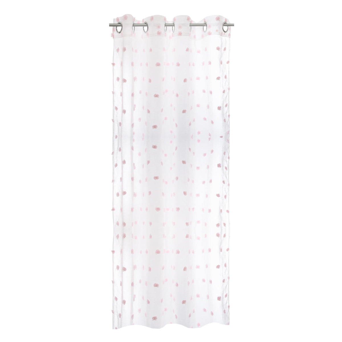Cortina infantil pompones blanca y rosa