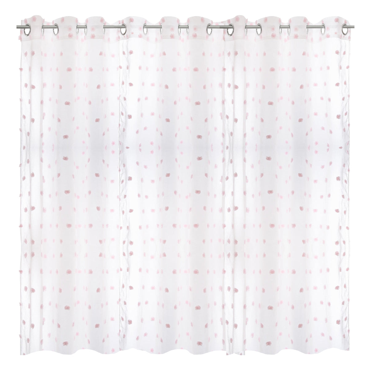 Cortina infantil pompones blanca y rosa (7)