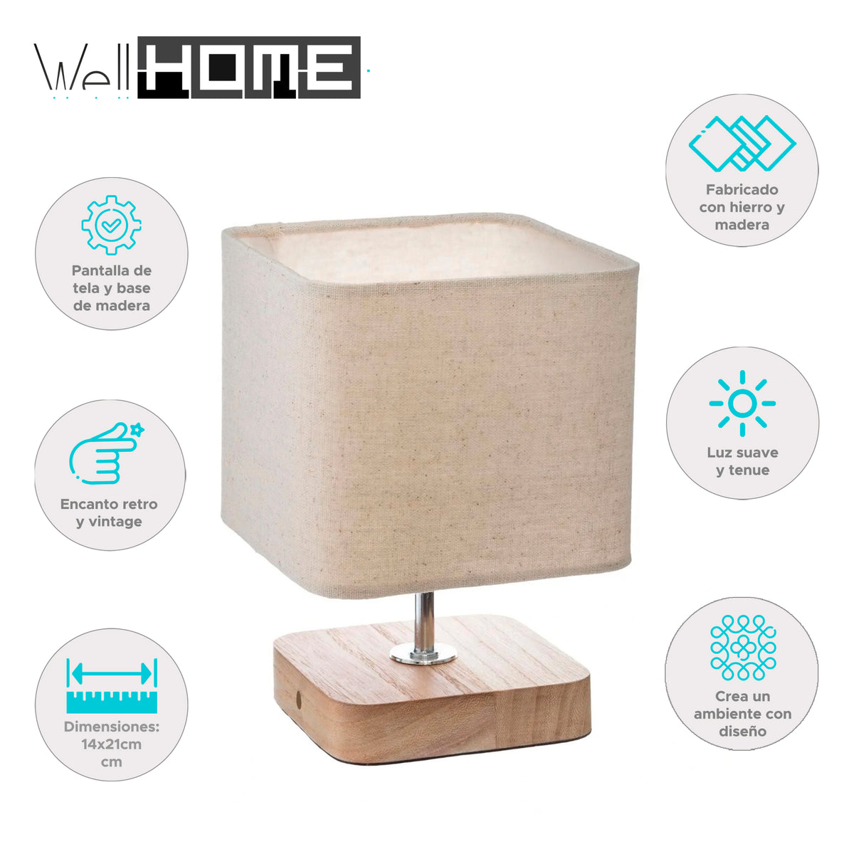 Lámpara de sobremesa de madera H.21cm (2)