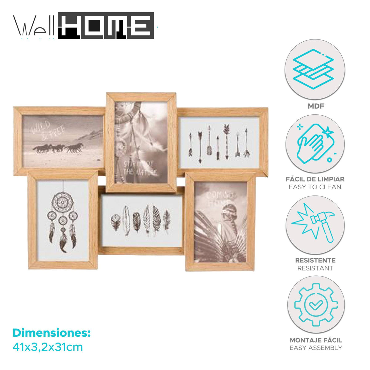 Conjunto 6 marcos decorativos Nature 41x3,2x31cm (2)