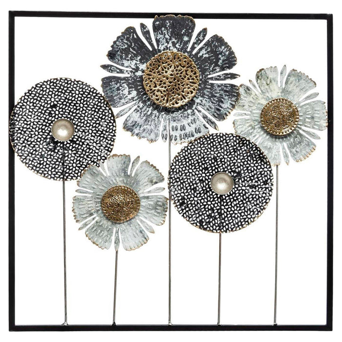 Decoración de pared flores metálicas 50x50cm