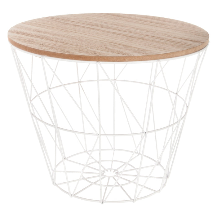 Mesa auxiliar de metal blanco Ø38x30,5cm