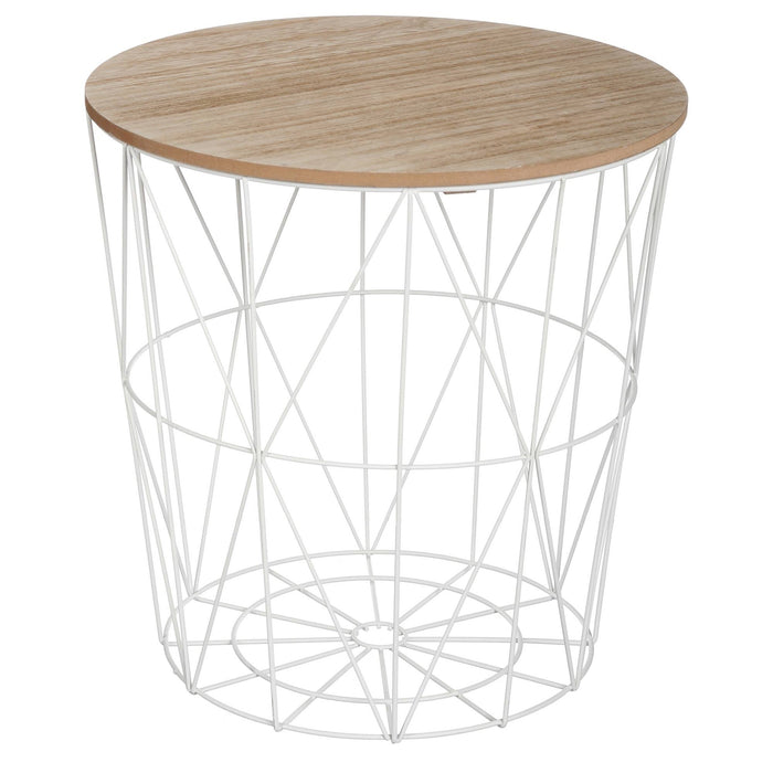 Mesa auxiliar de metal blanco Ø40x41cm