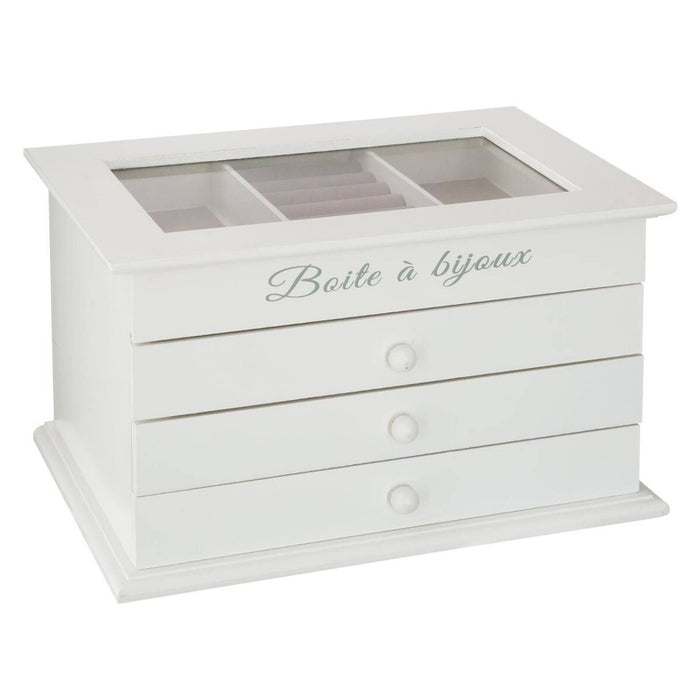 Caja joyería madera 3 cajones color blanco