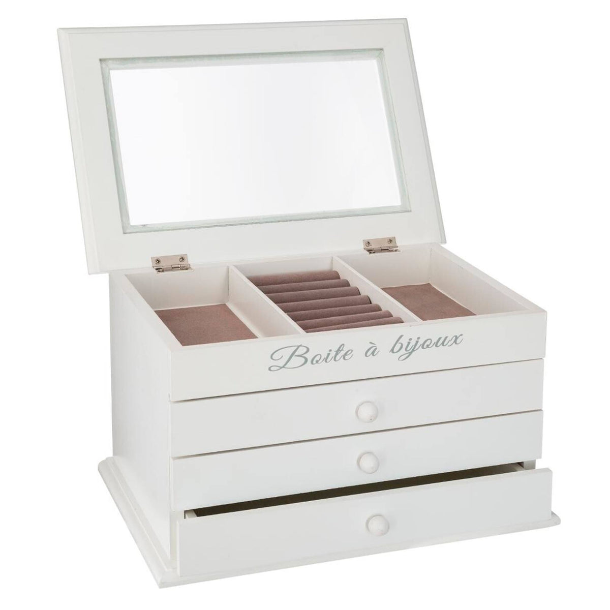 Caja joyería madera 3 cajones color blanco (3)
