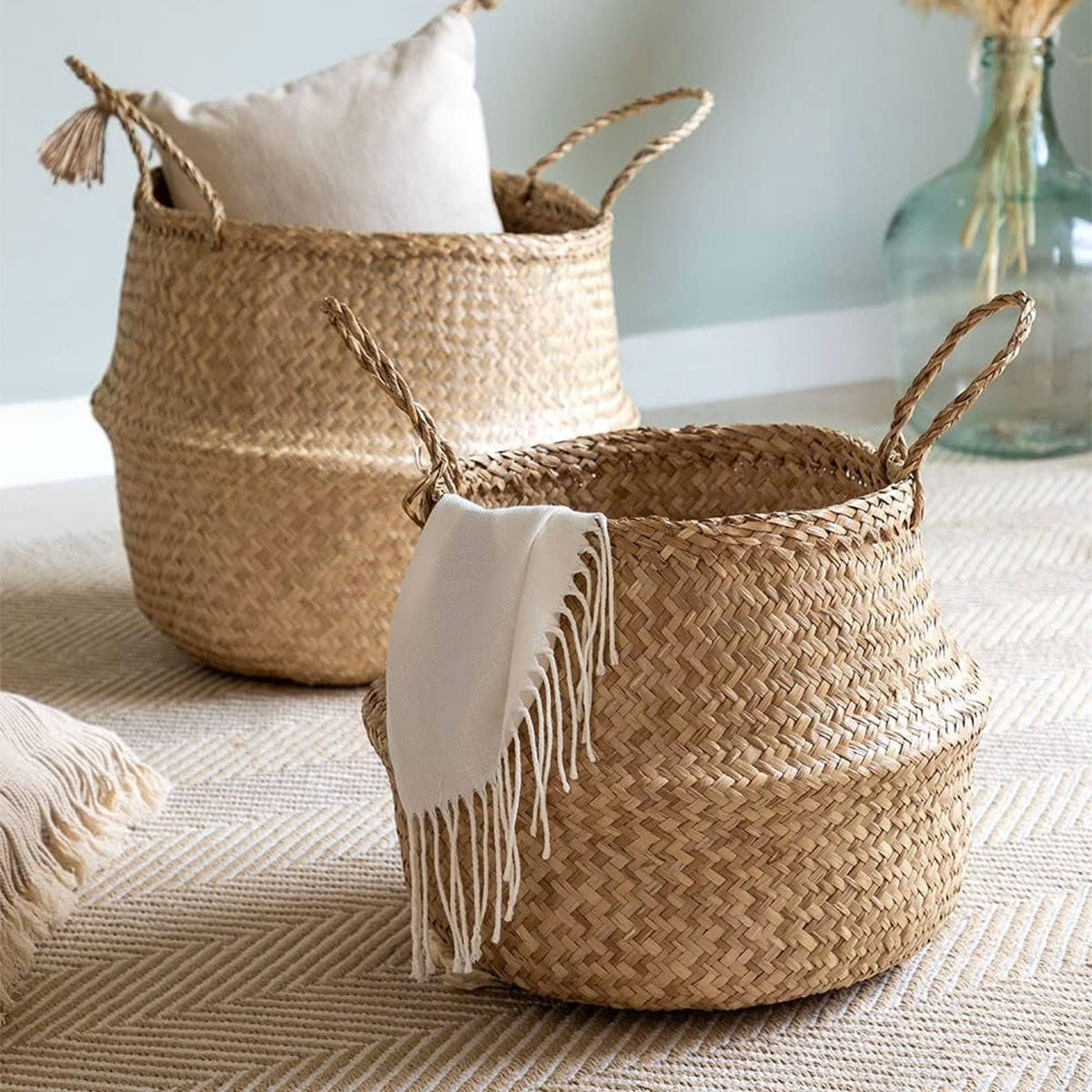 Cesta plegable caña natural 43,5x29cm (4)