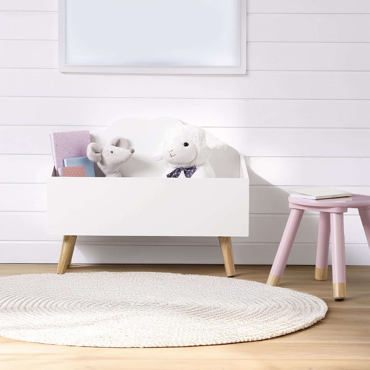 Baúl infantil nube MDF blanco 58x28x45,5cm (3)