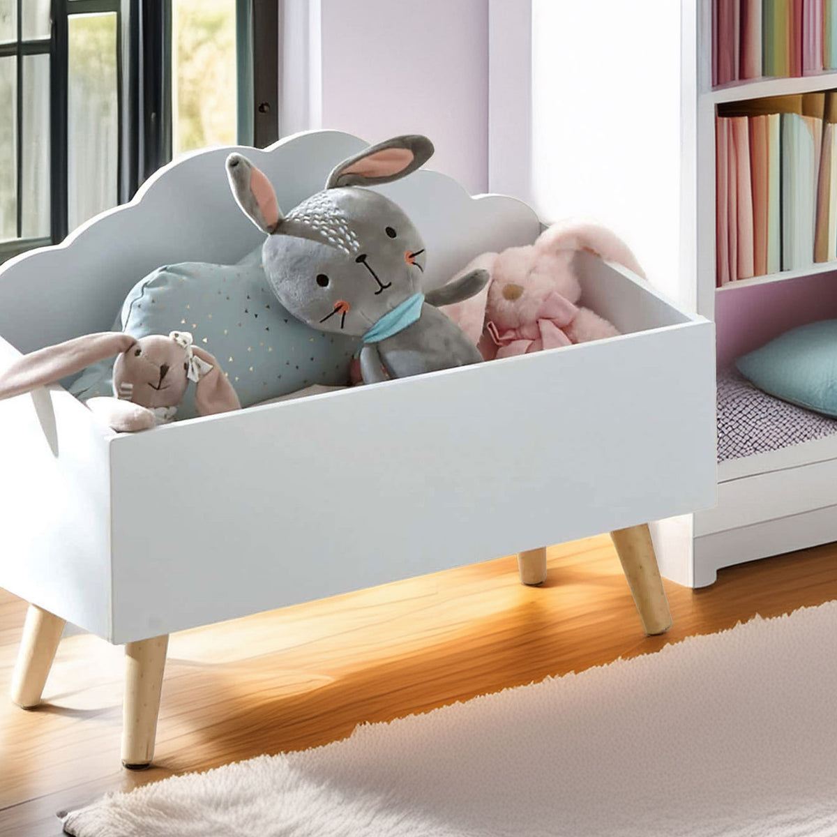 Baúl infantil nube MDF blanco 58x28x45,5cm (4)
