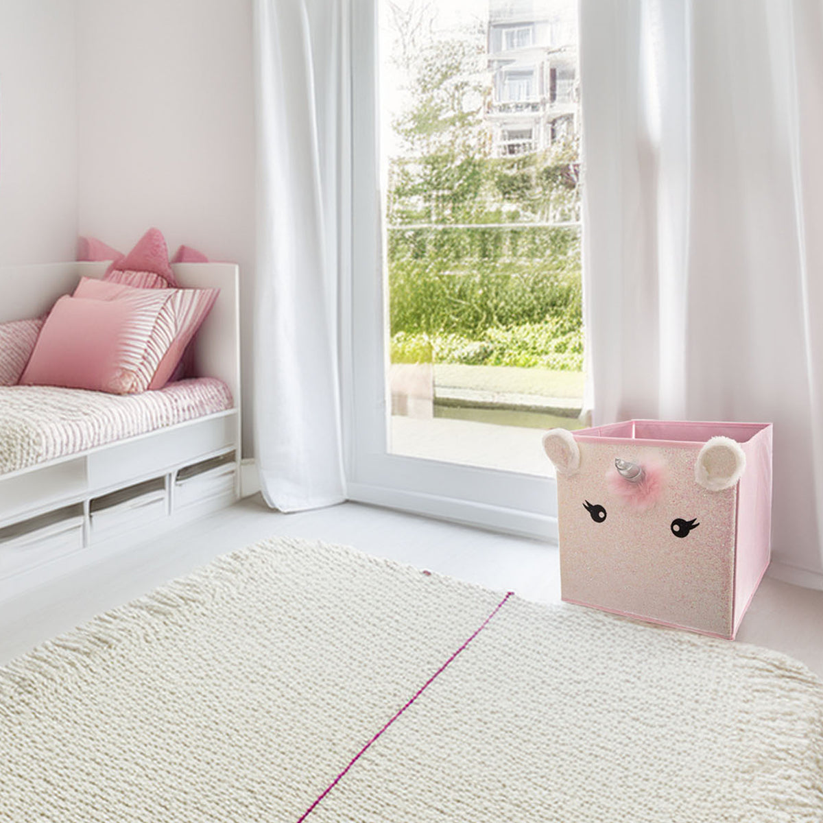 Caja almacenamiento infantil unicornio rosa 29x39,5x29cm (4)