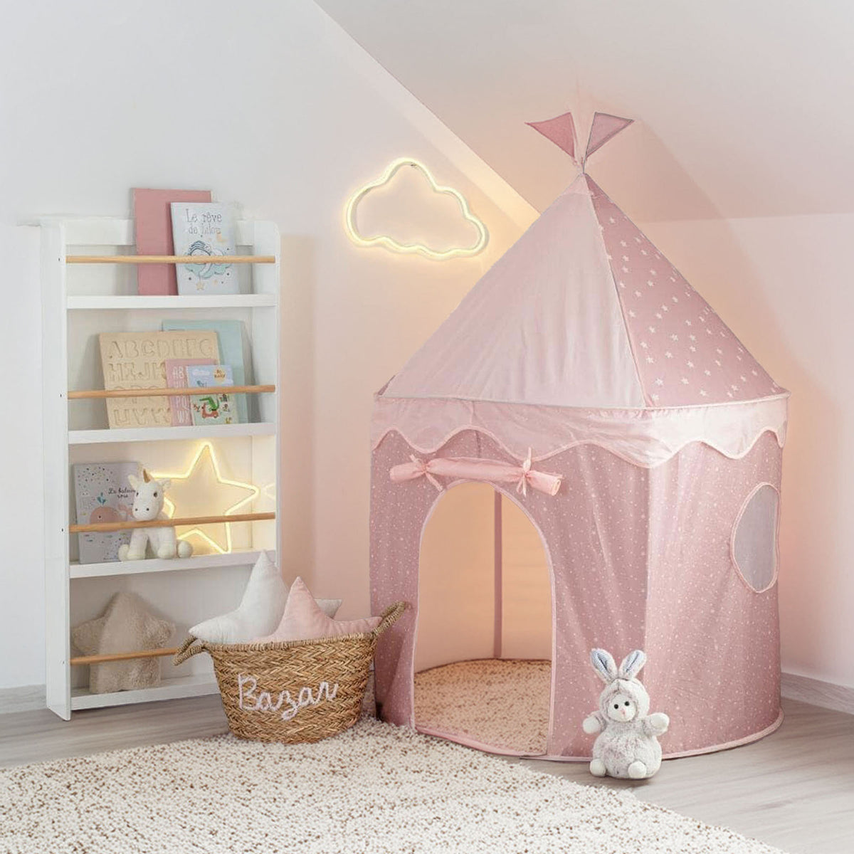 Tienda campaña infantil pop-up rosa 100x100x135cm (3)