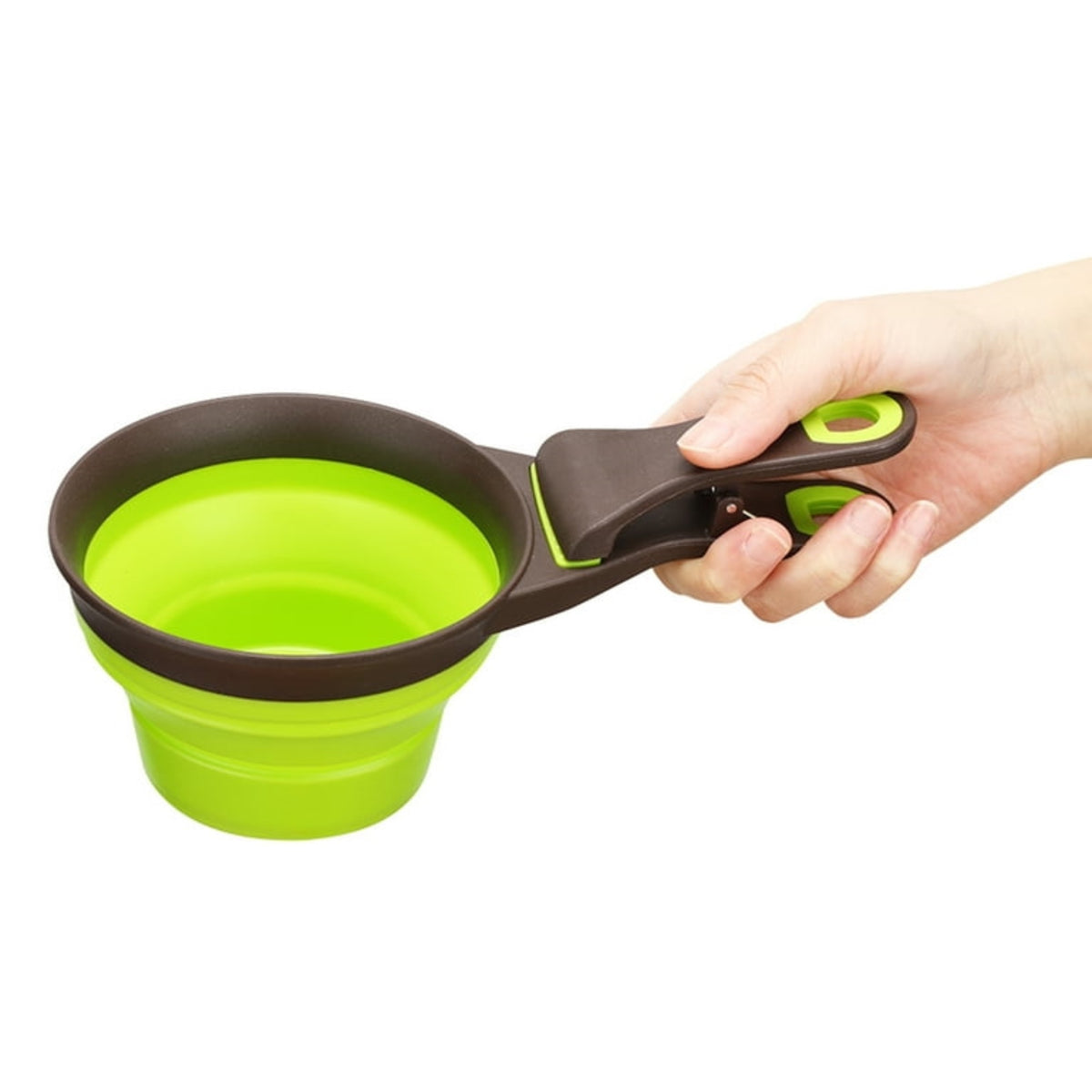 Pinza cuchara 3 en 1 multiusos 237ml verde y gris (5)