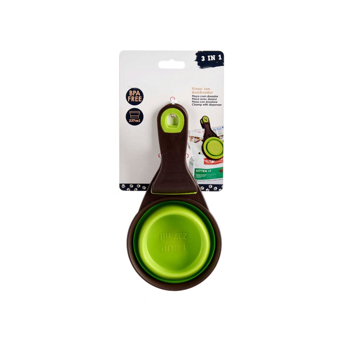 Pinza cuchara 3 en 1 multiusos 237ml verde y gris (7)