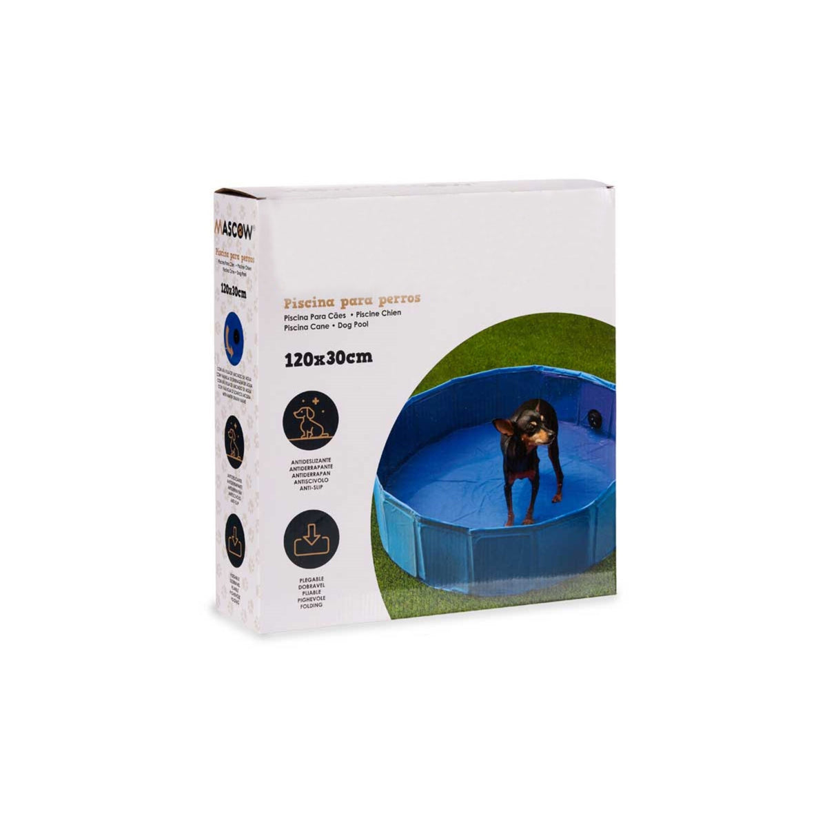 Piscina desmontable para mascotas Ø120x30cm azul antideslizante (5)