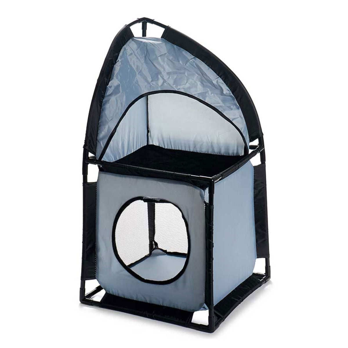 Torre esquinera para gatos metal y poliéster 69x35,5x35,5cm gris