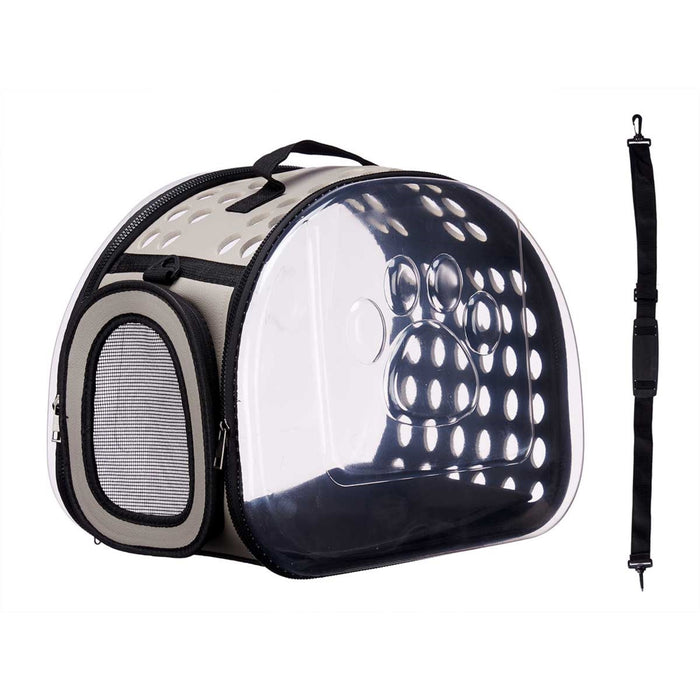 Transportín plegable para mascotas 43x33cm gris