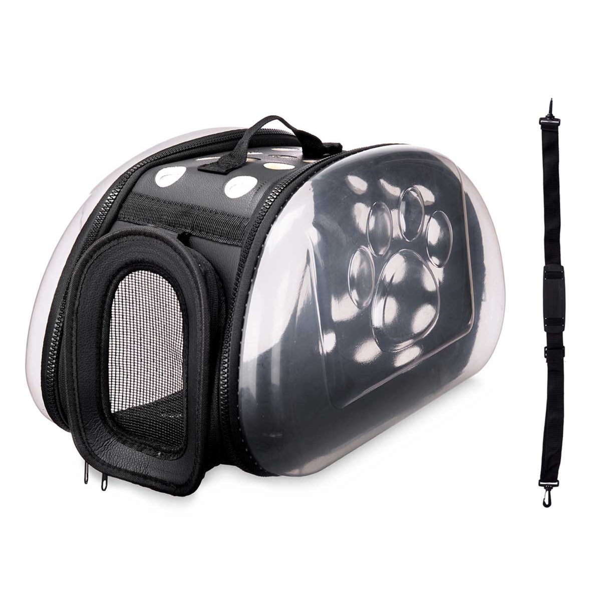 Transportín plegable pequeño para mascotas 37x22cm negro