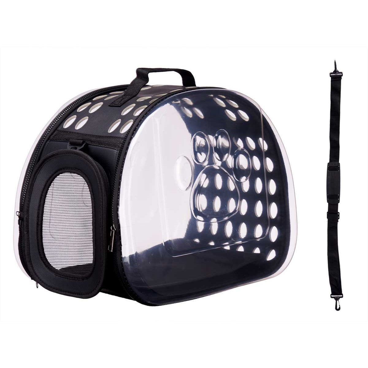 Transportín plegable para mascotas 43x33cm negro