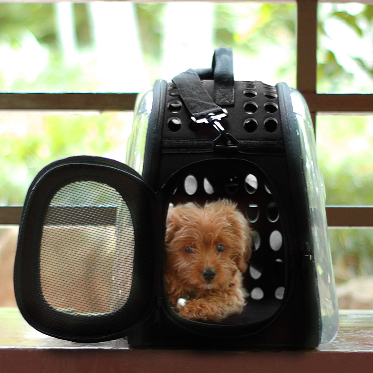 Transportín plegable para mascotas 43x33cm negro (8)