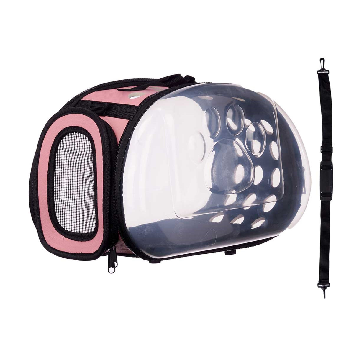 Transportín plegable pequeño para mascotas 37x22cm rosa