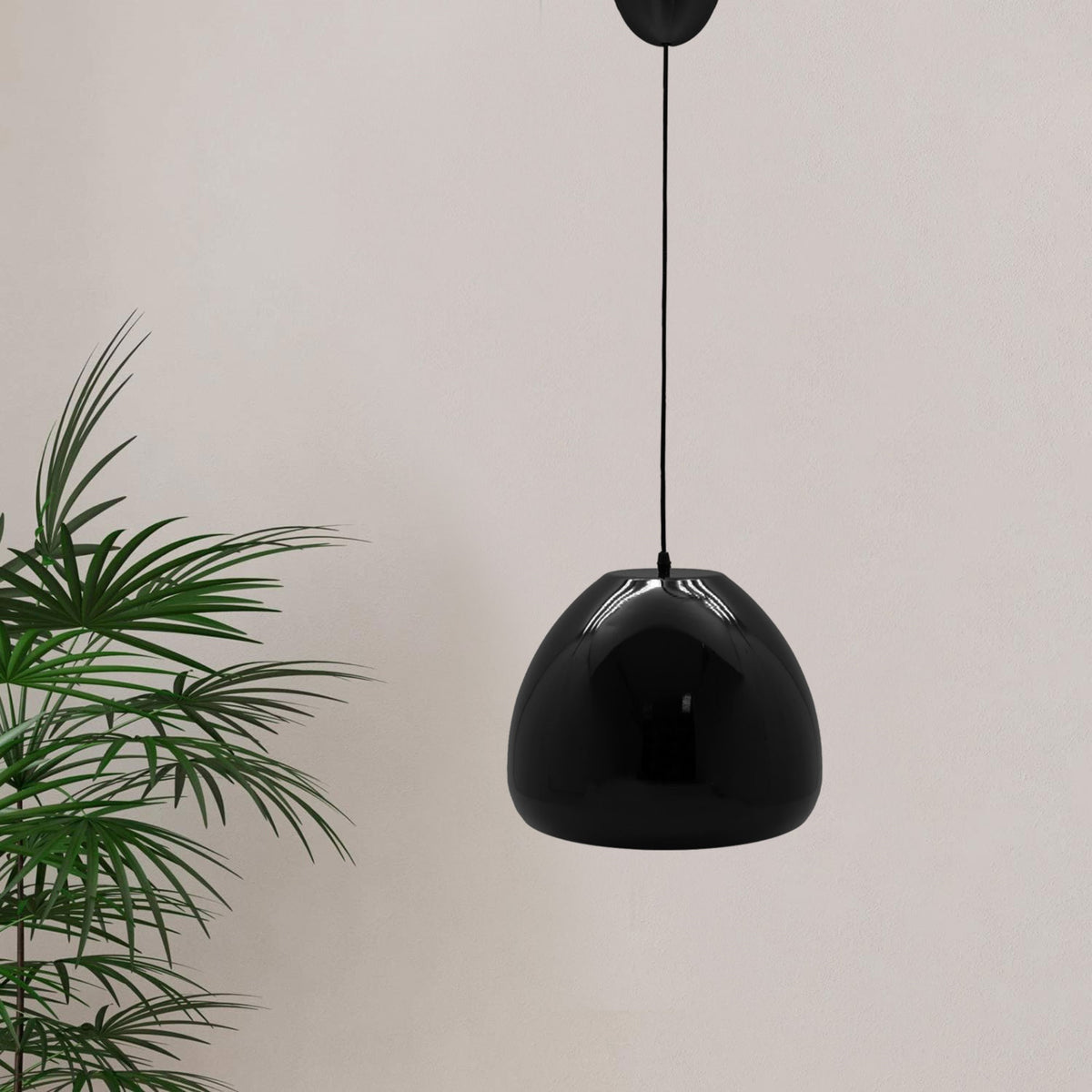 Lámpara colgante techo diseño globo negro acrílico Ø34x26cm (4)