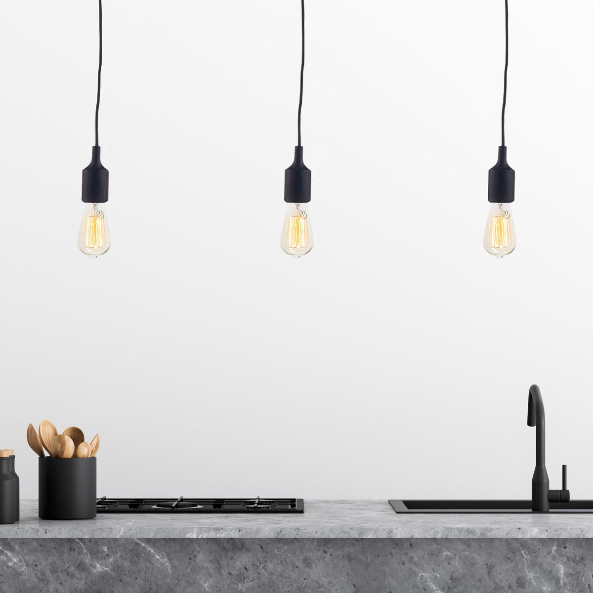Lámpara colgante plástico negro diseño minimalista Ø9,7x9,4cm (8)