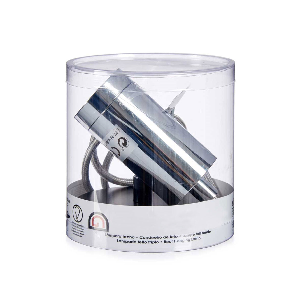 Lámpara colgante metal plata diseño minimalista Ø10x94,5cm (5)