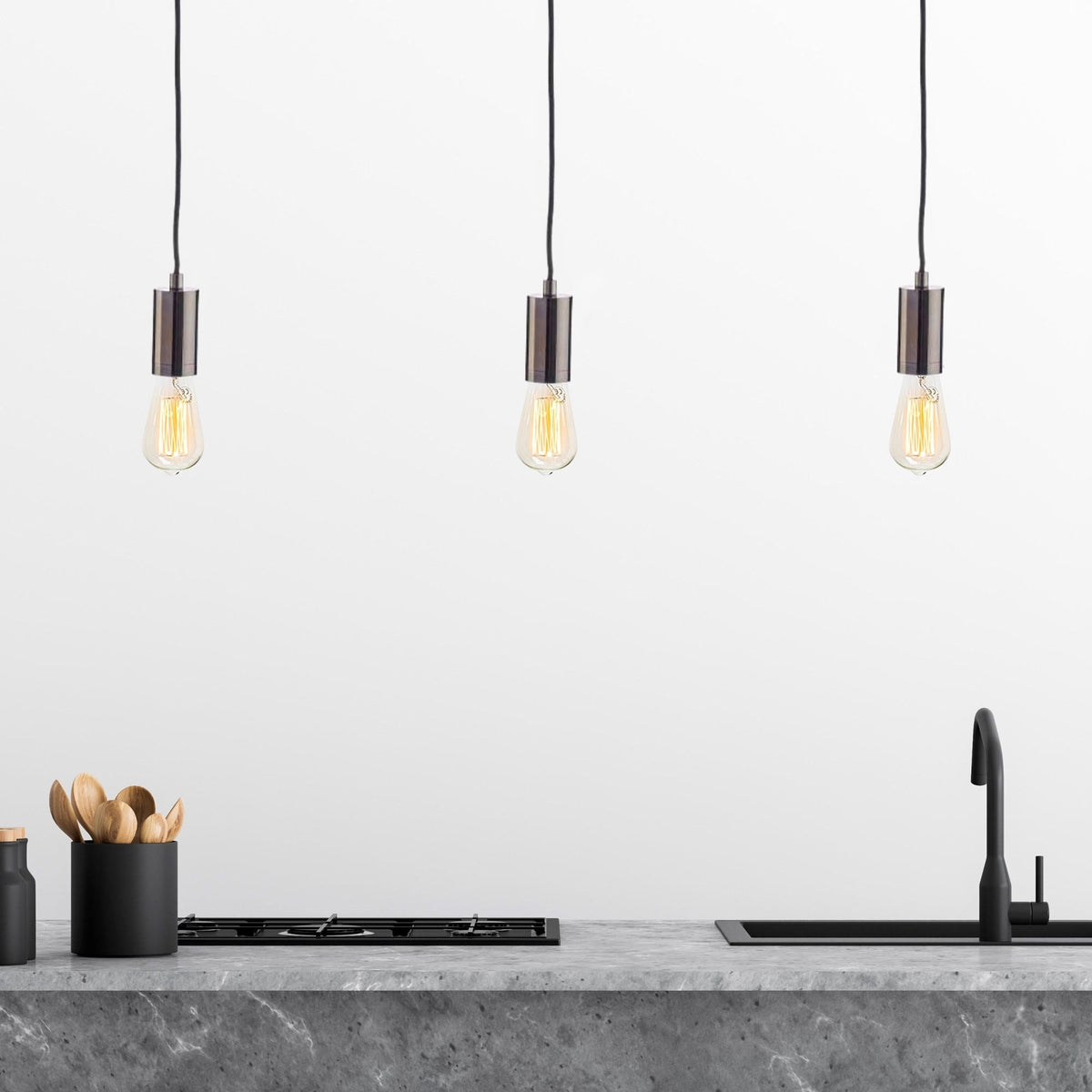 Lámpara colgante metal negro diseño minimalista Ø10x94,5cm (6)