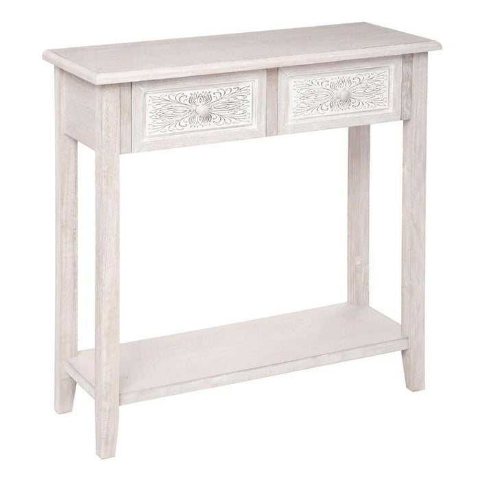 Consola 2 cajones madera blanca inspirada en la naturaleza
