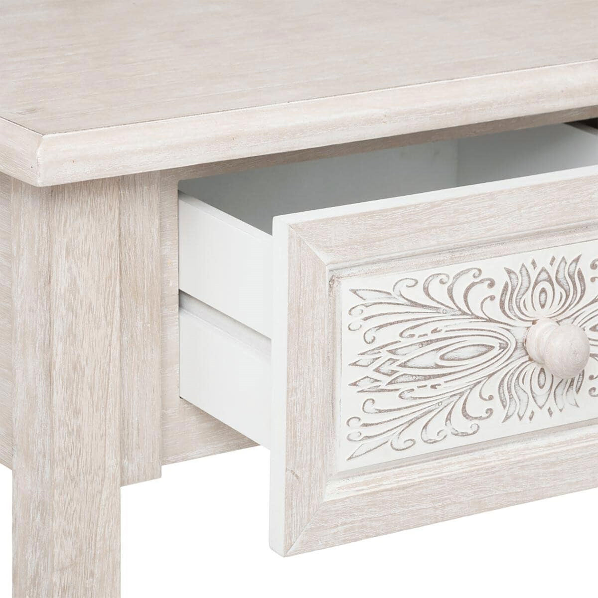Consola 2 cajones madera blanca inspirada en la naturaleza (6)
