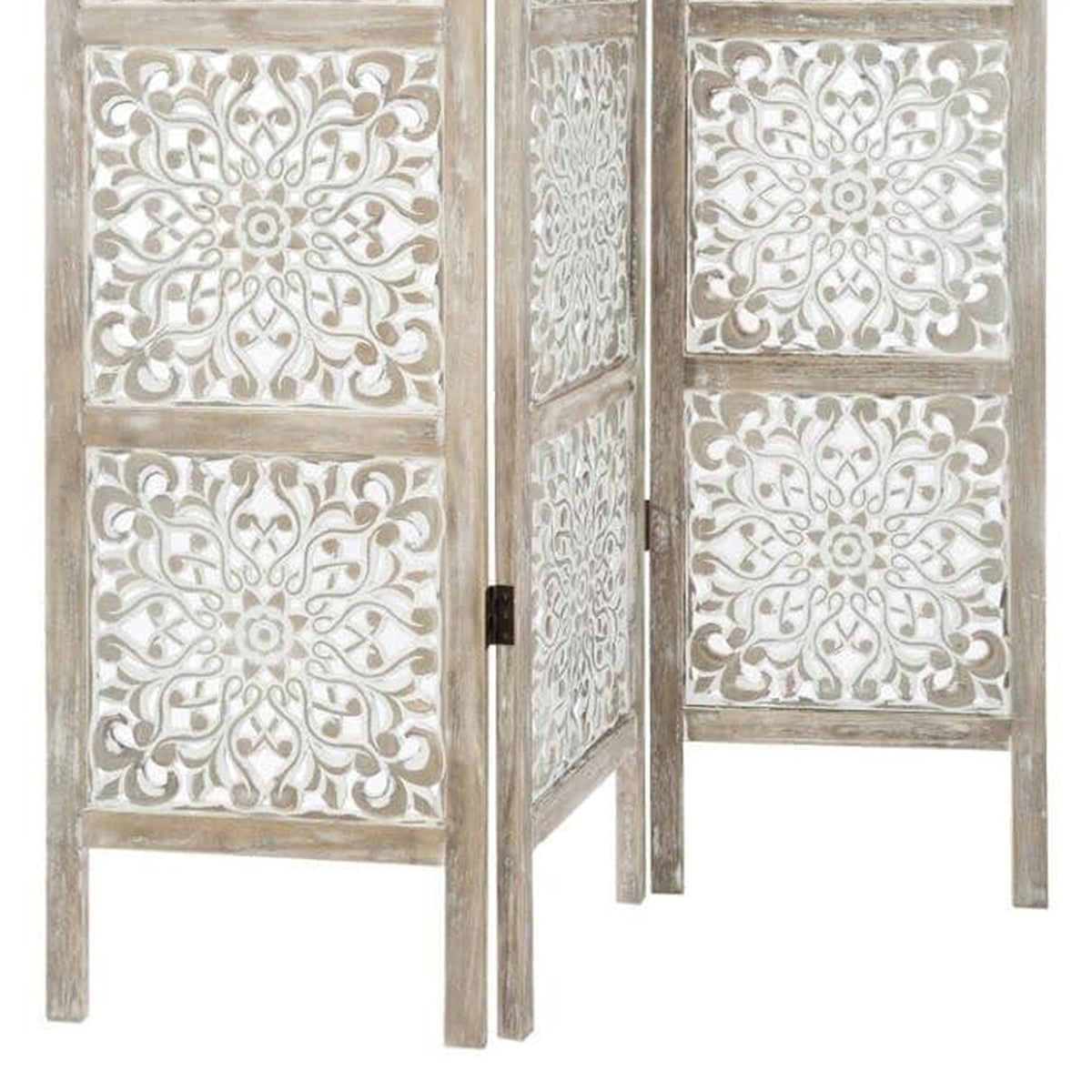 Biombo madera Etnik con estampados color blanco (7)