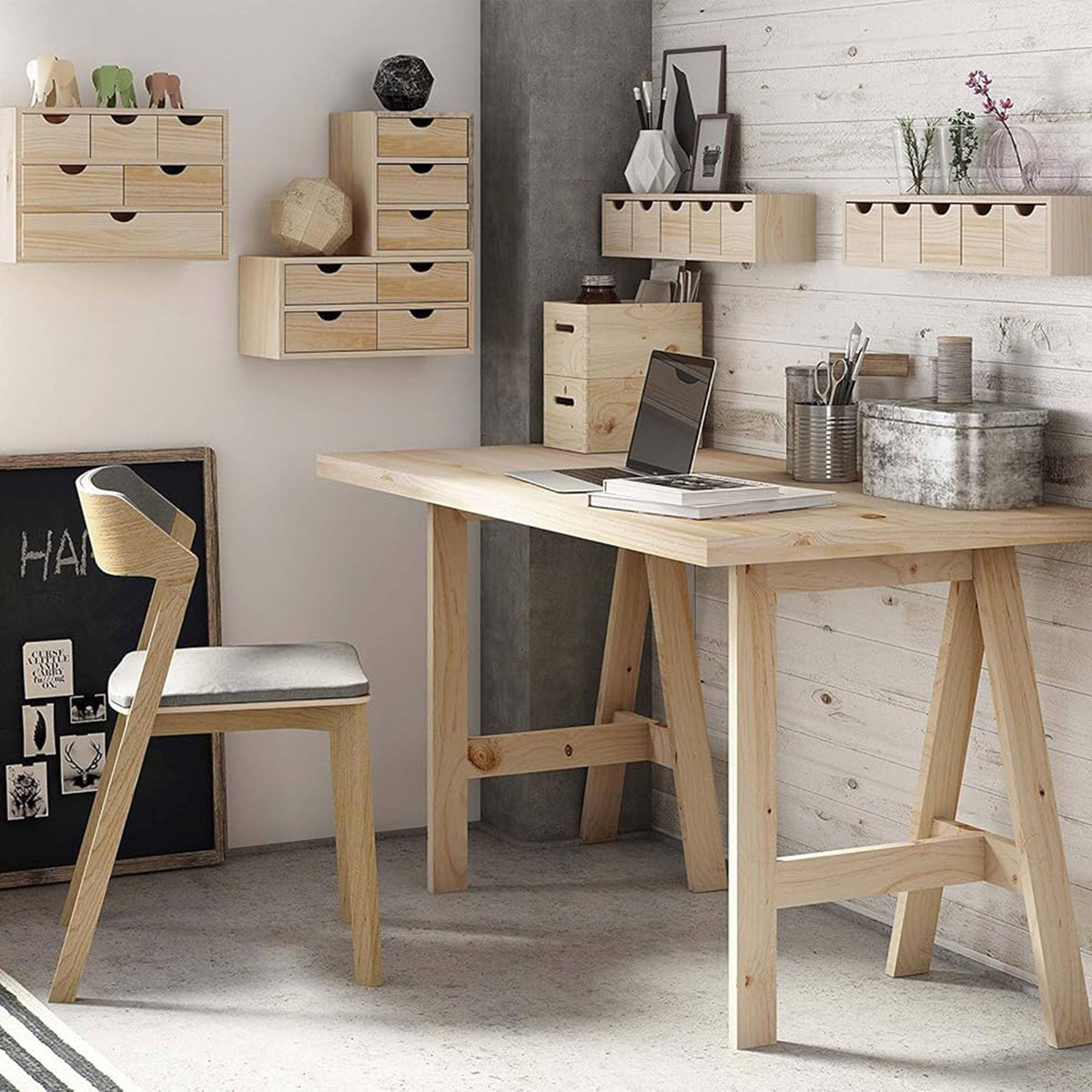Cajonera miniblock 3 cajones madera de pino 17x14x32 cm (4)