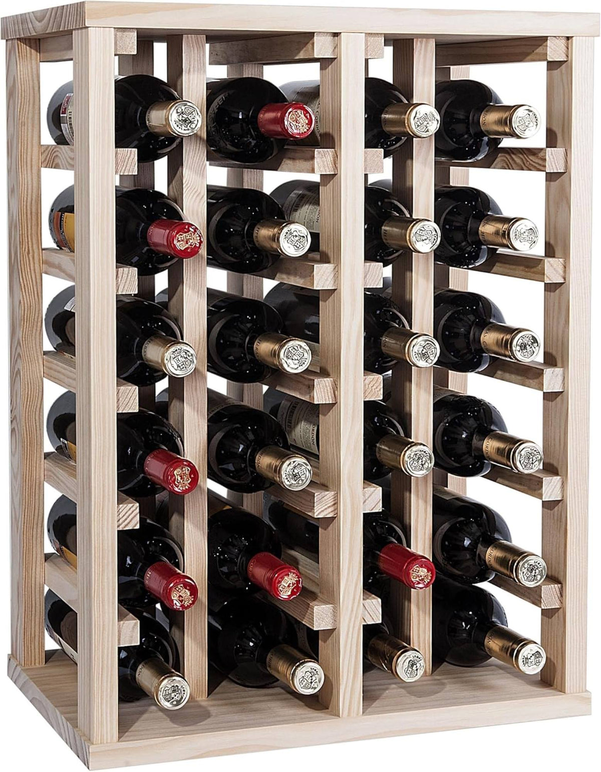 Botellero de madera de pino 24 estantes sin barnizar (4)