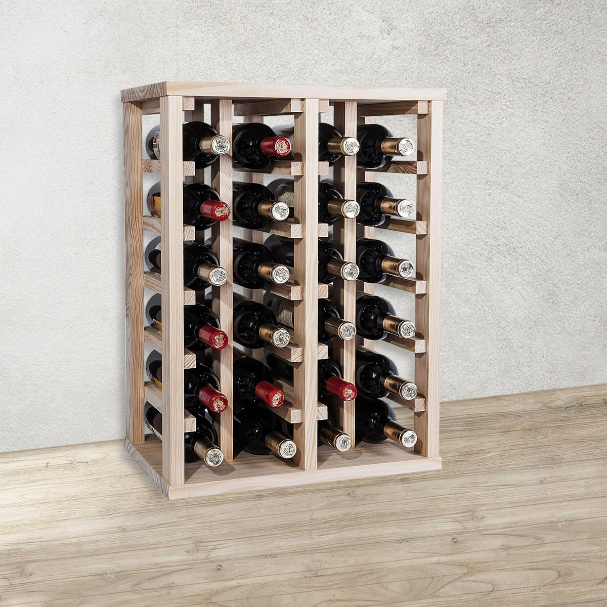 Botellero de madera de pino 24 estantes sin barnizar (5)