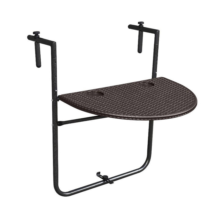 Mesa balcón marrón ovalada plegable