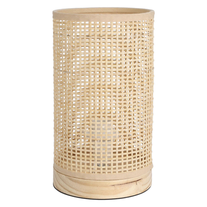 Lámpara de mesa con pantalla de bambú Ø13x23cm