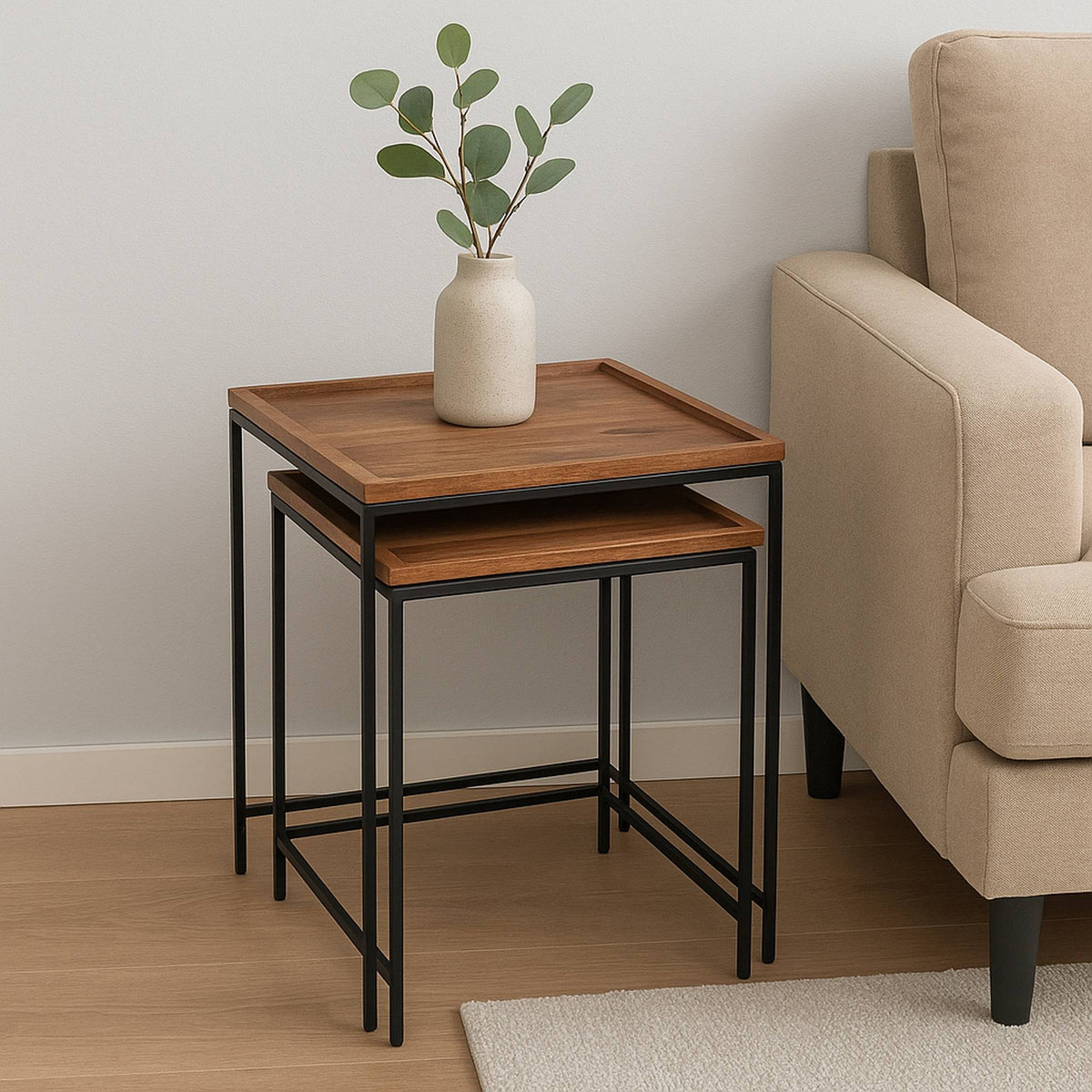 Set de 3 mesas auxiliares en madera de acacia (5)