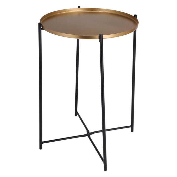 Mesa auxiliar redonda metal dorado Ø35x47cm