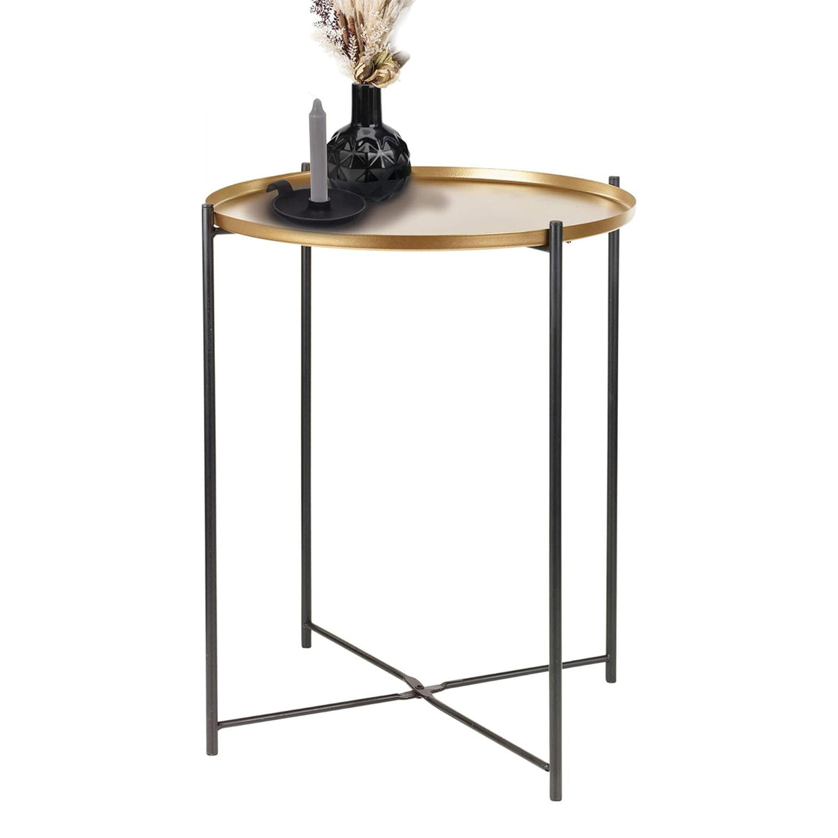 Mesa auxiliar redonda metal dorado Ø35x47cm (3)