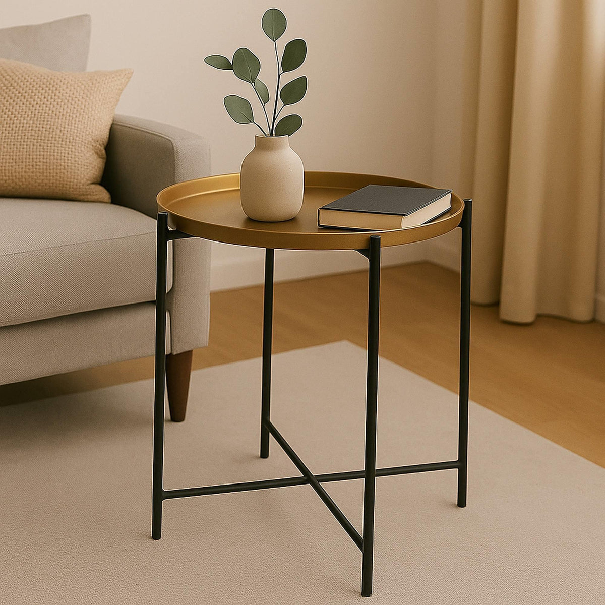 Mesa auxiliar redonda metal dorado Ø35x47cm (4)